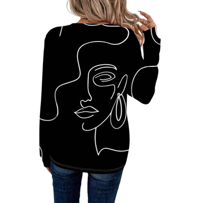 SHE fekete mintás hosszú ujjú felső