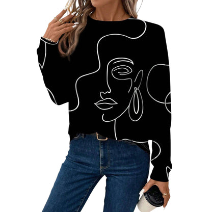 SHE fekete mintás hosszú ujjú felső