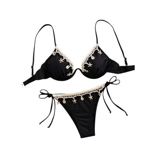 SHE fekete tengeri dísszel bikini szett