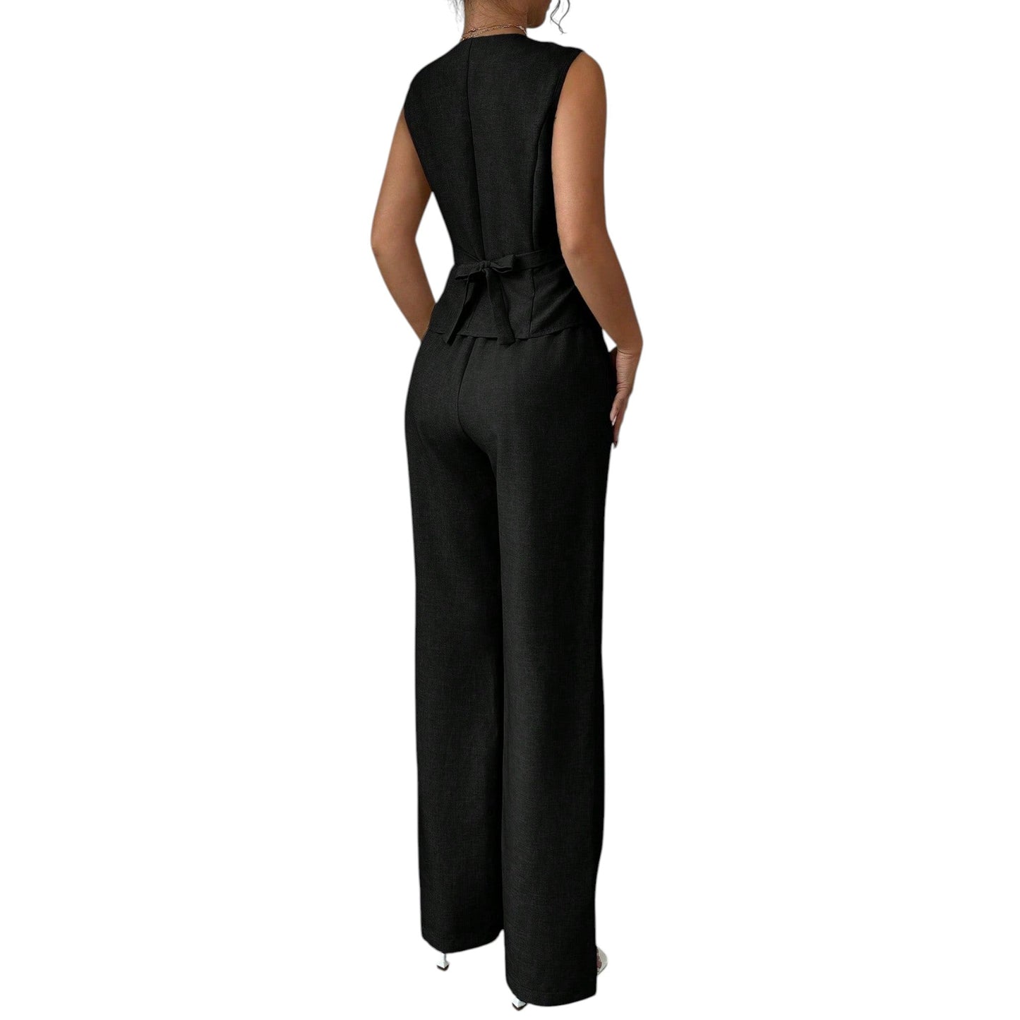 SHE fekete gombos mellény és nadrág szett