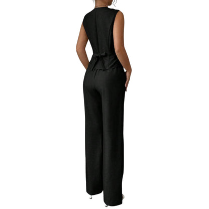 SHE fekete gombos mellény és nadrág szett