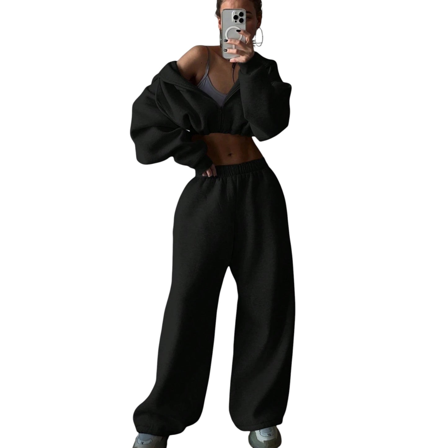 SHE fekete crop melegítő szett