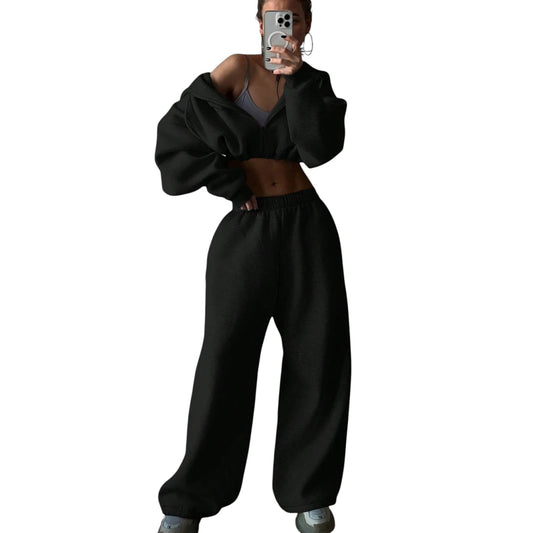 SHE fekete crop melegítő szett