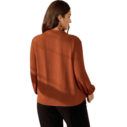 SHE rozsdabarna csipkés blúz