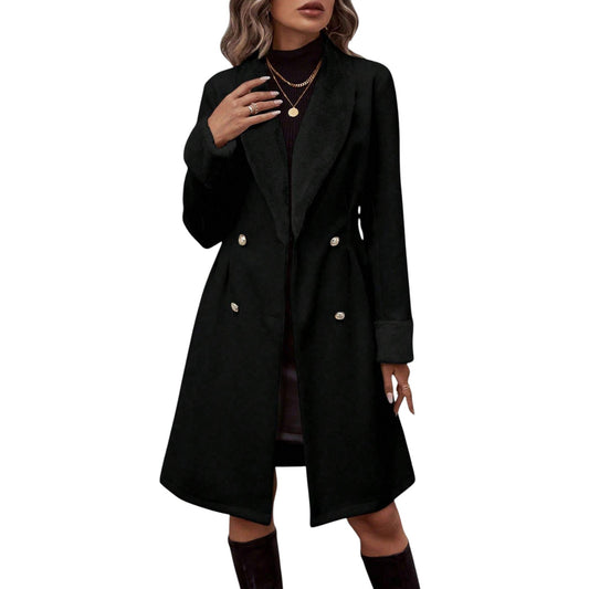 SHE fekete gombolós gyapjú kabát