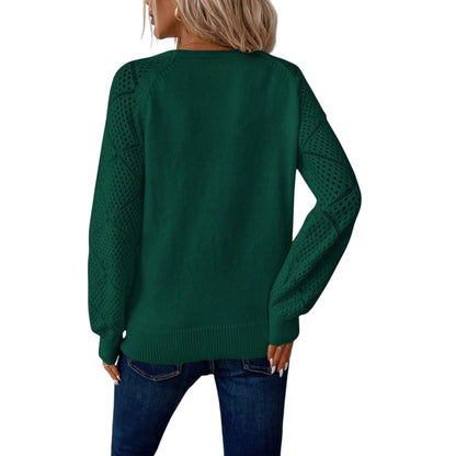 SHE smaragdzöld V-nyakú kötött pulóver