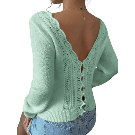 SHE mentazöld kötött pulóver