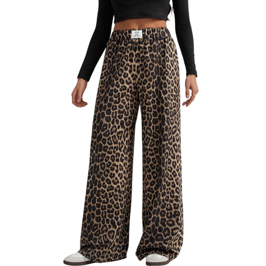 SHE barna leopárdmintás palazzo nadrág