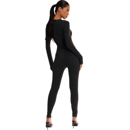 SHE fekete hosszú ujjú jumpsuit