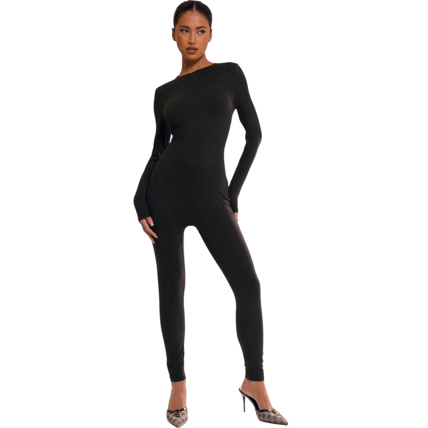 SHE fekete hosszú ujjú jumpsuit