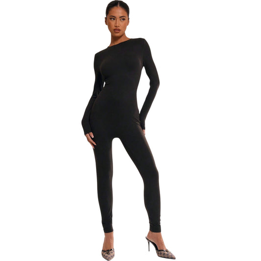 SHE fekete hosszú ujjú jumpsuit