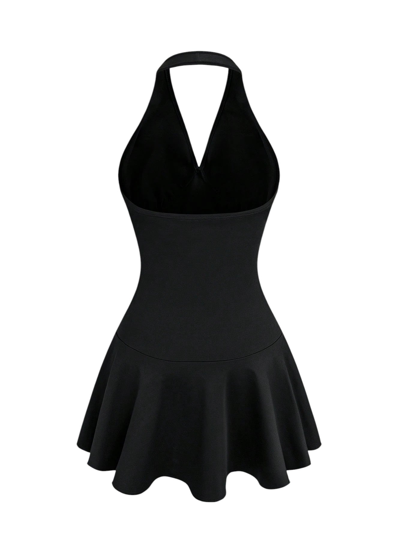 SHE fekete halter nyakú playsuit szoknyával