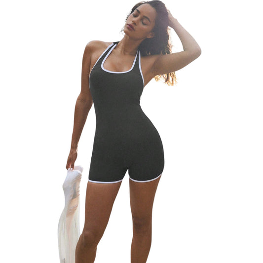 SHE fekete fehér szegélyű playsuit