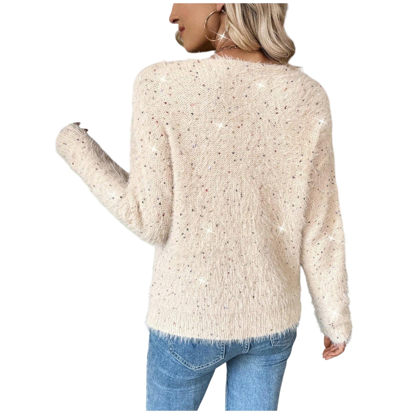 SHE ekrü kötött pulóver