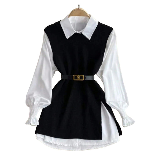 SHE fekete kötött mellény szett