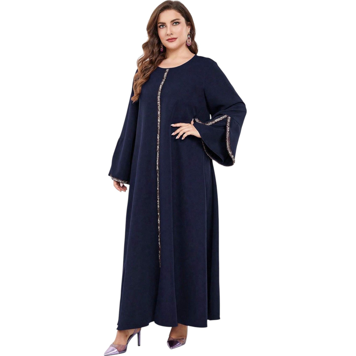 SHE sötétkék díszes maxiruha