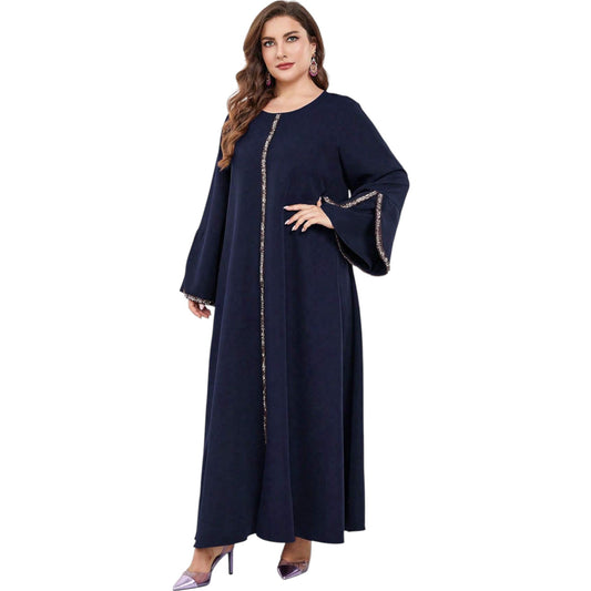 SHE sötétkék díszes maxiruha