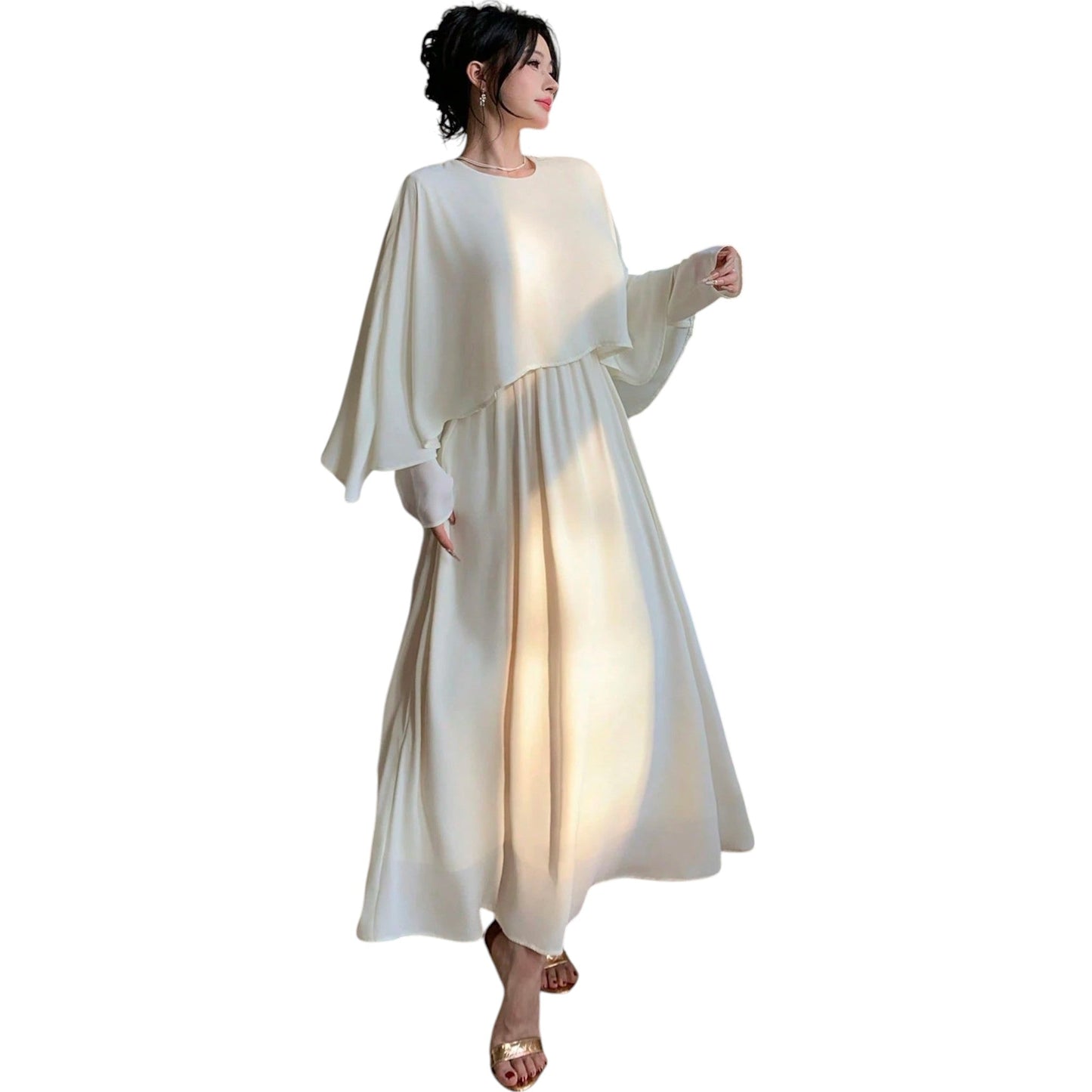 SHE fehér bő szabású maxi ruha