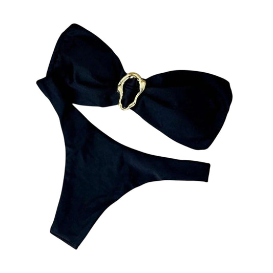 SHE fekete pánt nélküli bikini