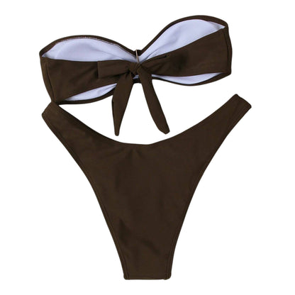 SHE barna pánt nélküli bikini