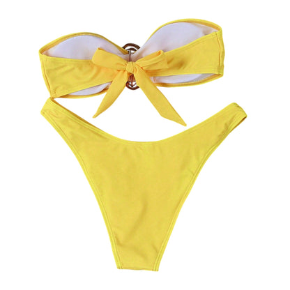 SHE sárga pánt nélküli bikini