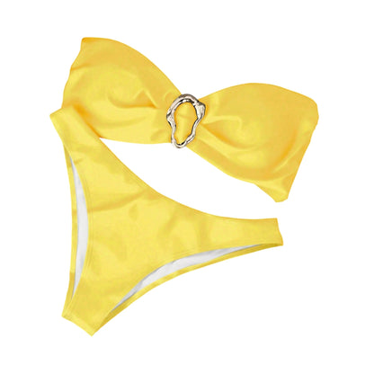 SHE sárga pánt nélküli bikini