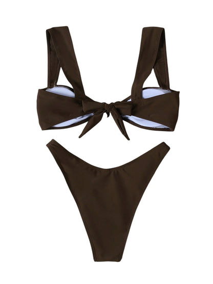 SHE barna kapcsos bikini szett