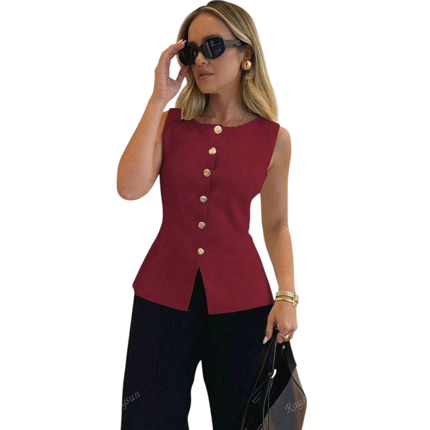 SHE bordó gombos mellény