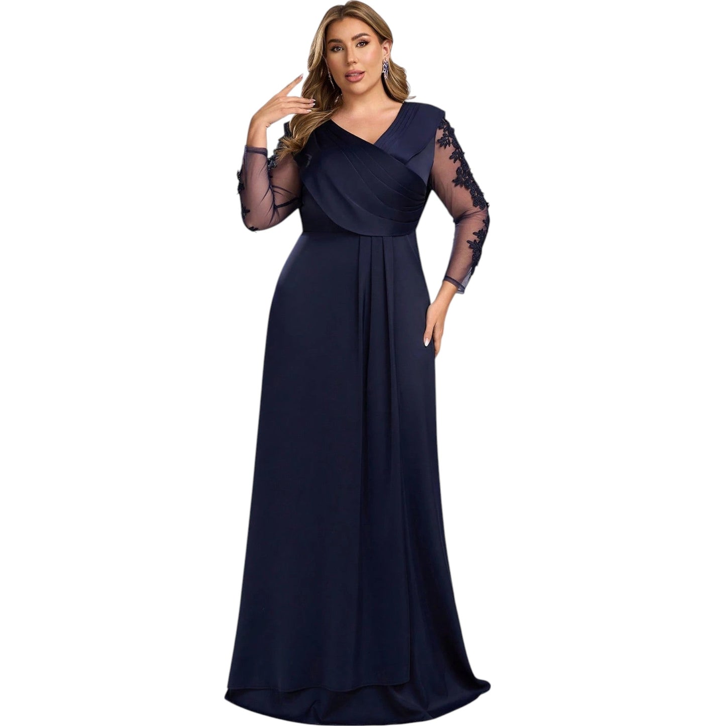 SHE sötétkék csipkés maxi estélyi ruha