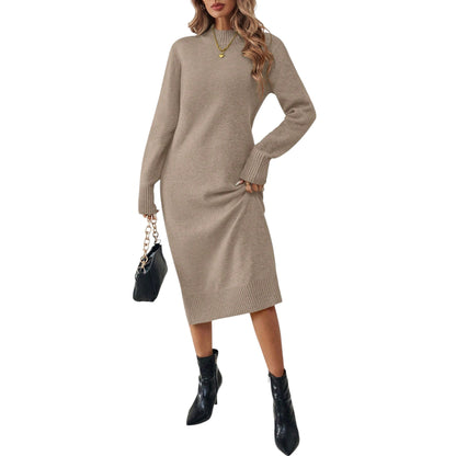 SHE bézs kötött midi ruha