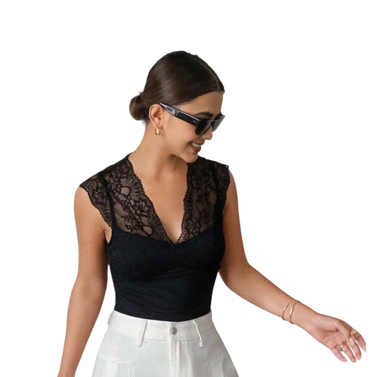SHE fekete csipke top