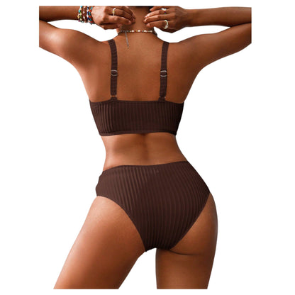SHE barna bordázott bikini