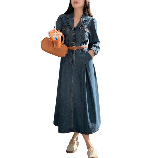 SHE kék hosszú farmer ruha