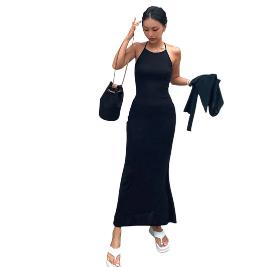 SHE fekete pántos maxi ruha