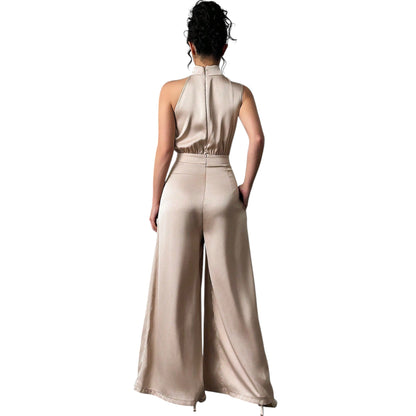 SHE bézs magas nyakú jumpsuit