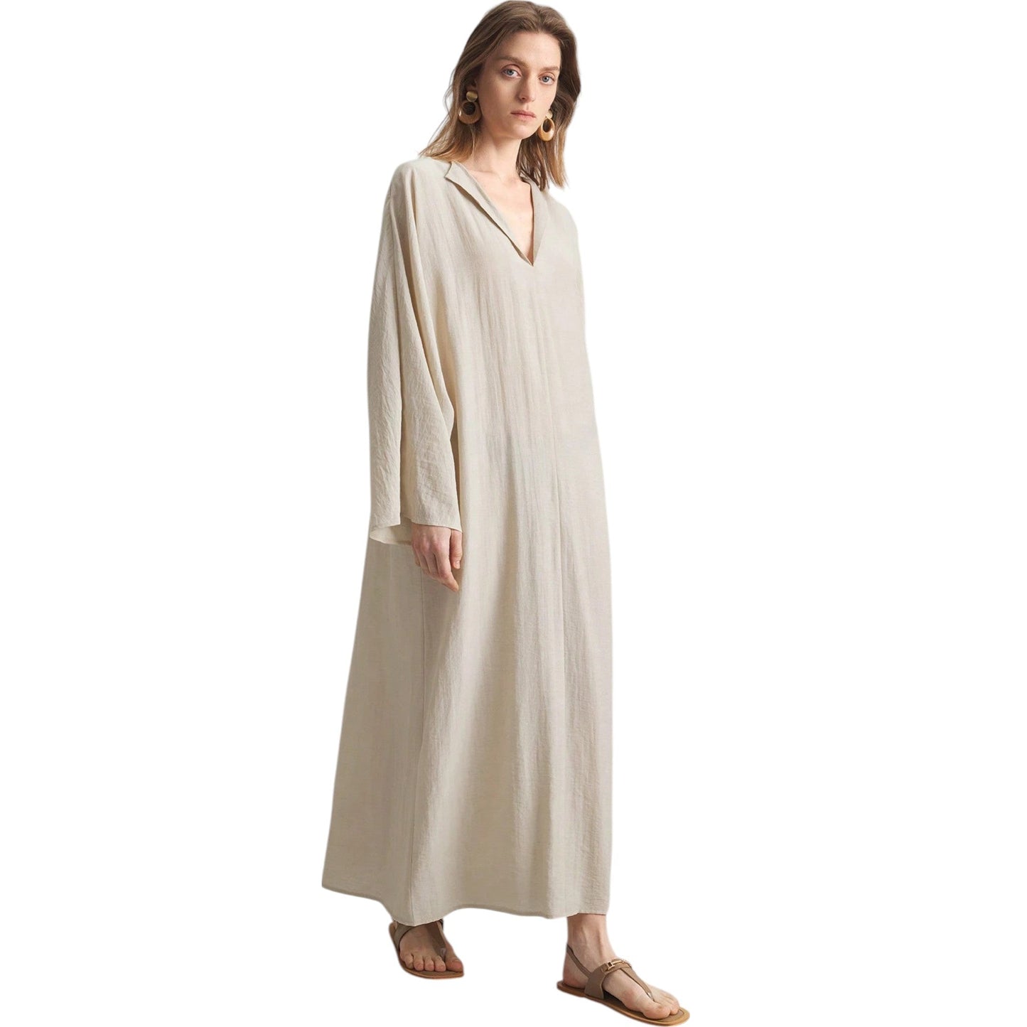 SHE bézs hosszú ujjú maxi ruha