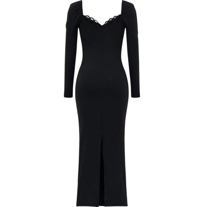 SHE fekete hosszú ujjú midi ruha