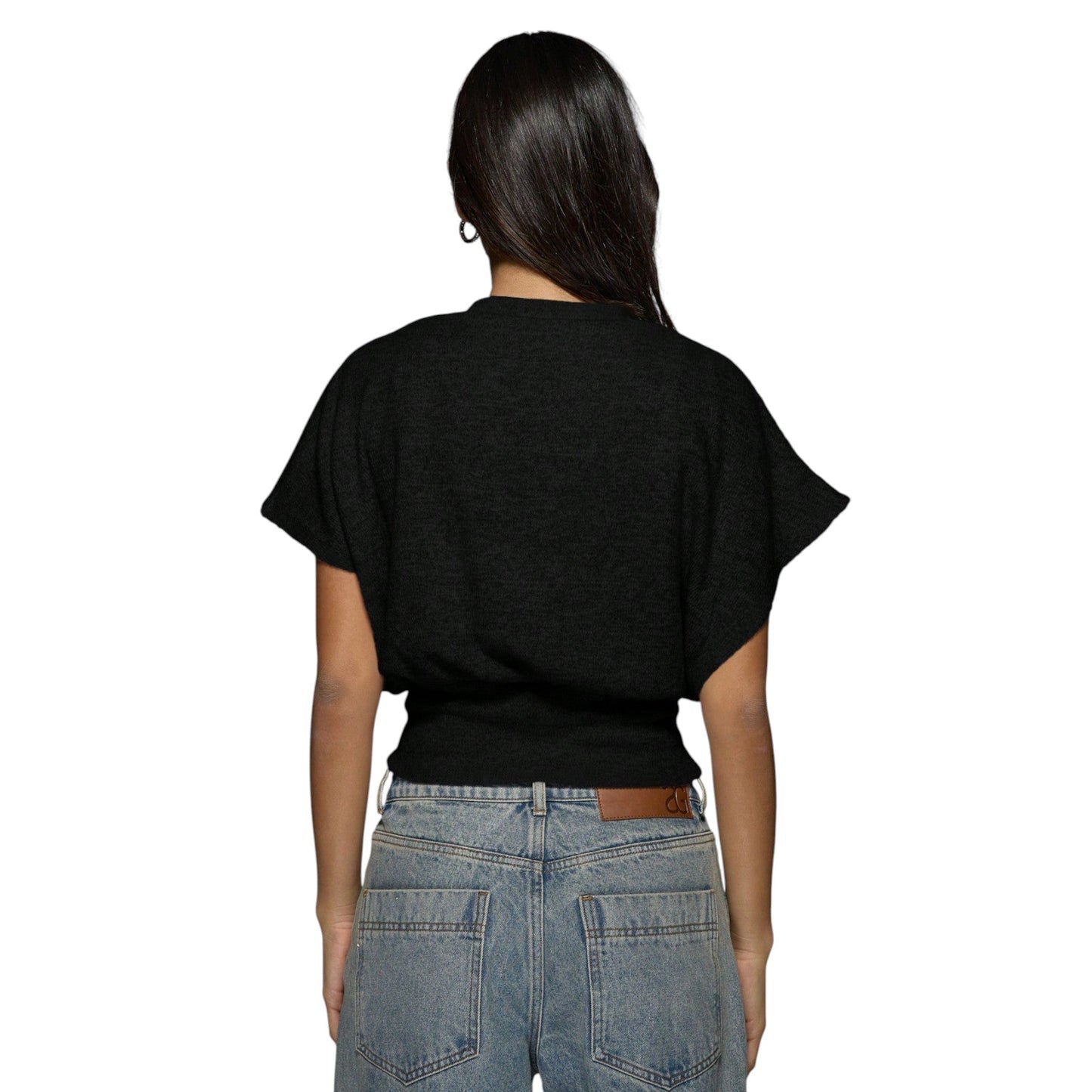MISSGUIDED fekete bő ujjú crop top