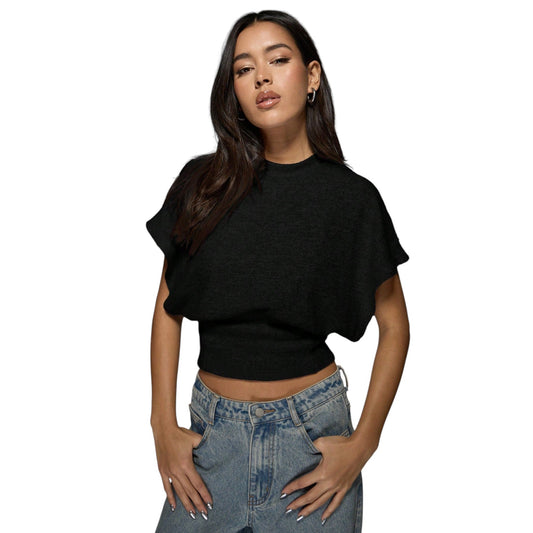 MISSGUIDED fekete rövid ujjú felső