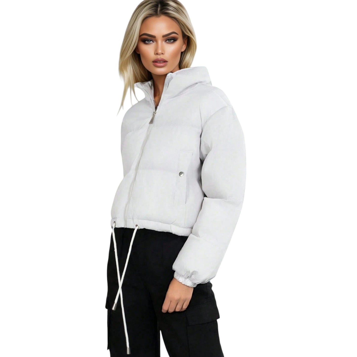 SHE fehér puffos rövid kabát