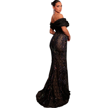 SHE fekete flitteres estélyi ruha