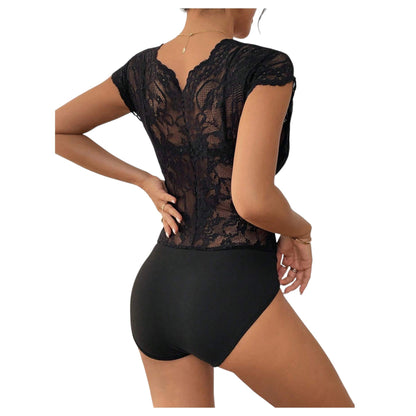 SHE fekete csipkés bodysuit