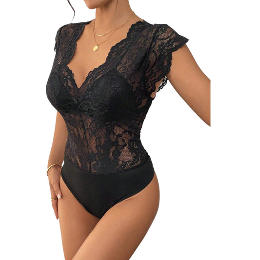 SHE fekete csipkés bodysuit