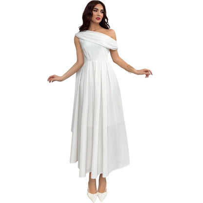 SHE fehér aszimmetrikus midi ruha