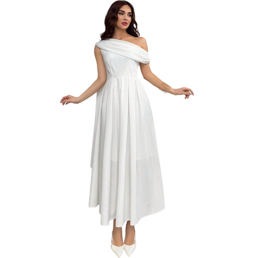 SHE fehér aszimmetrikus midi ruha