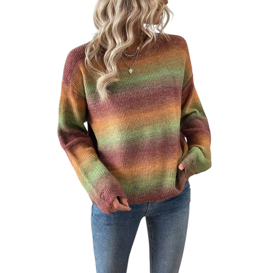 SHE színes csíkos kötött pulóver