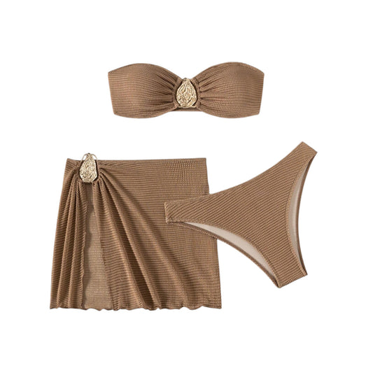 SHE barna fémcsatos bikini szett