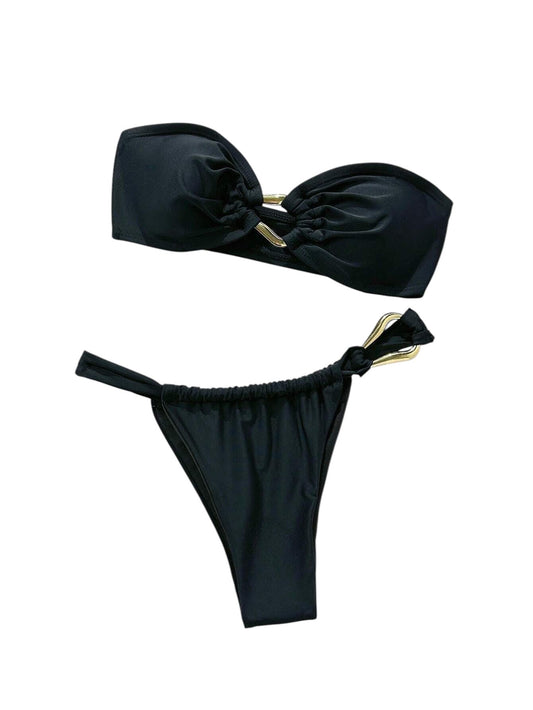 SHE fekete pánt nélküli bikini szett