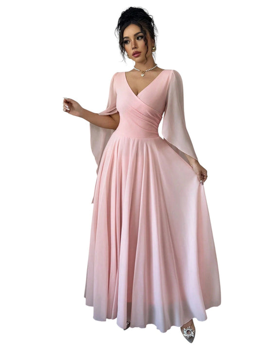 SHE rózsaszín hosszú ujjú maxi ruha