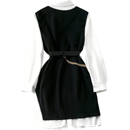 SHE fekete-fehér kétrészes ruha szett